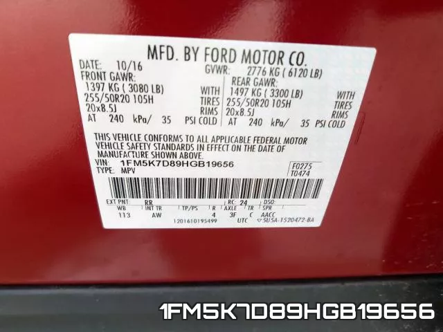 1FM5K7D89HGB19656 фото 2