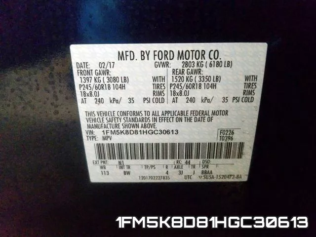 1FM5K8D81HGC30613 фото 2