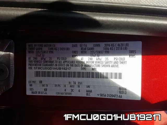 1FMCU0GD1HUB19217 фото 2