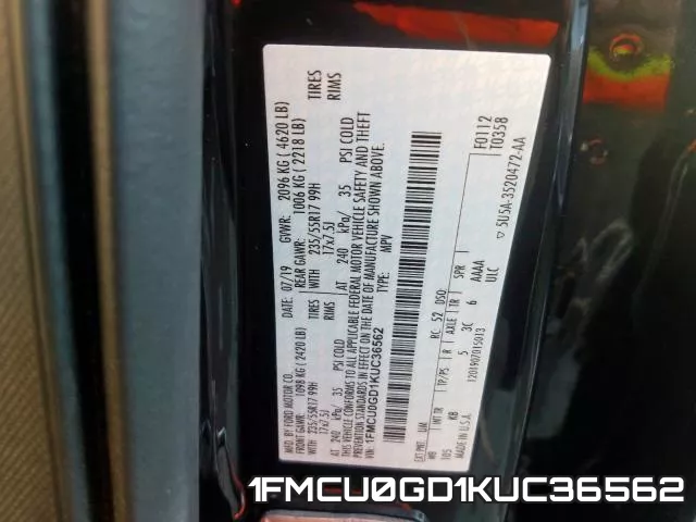 1FMCU0GD1KUC36562 фото 2