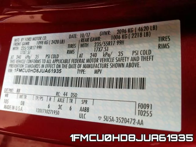 1FMCU0HD8JUA61935 фото 2