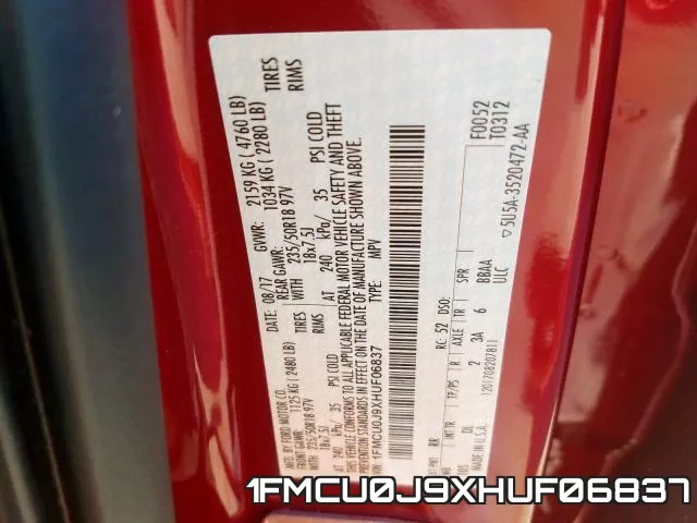 1FMCU0J9XHUF06837 фото 2