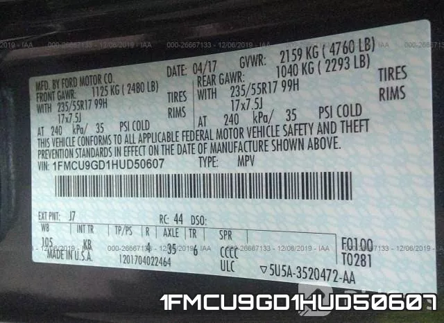 1FMCU9GD1HUD50607 фото 8