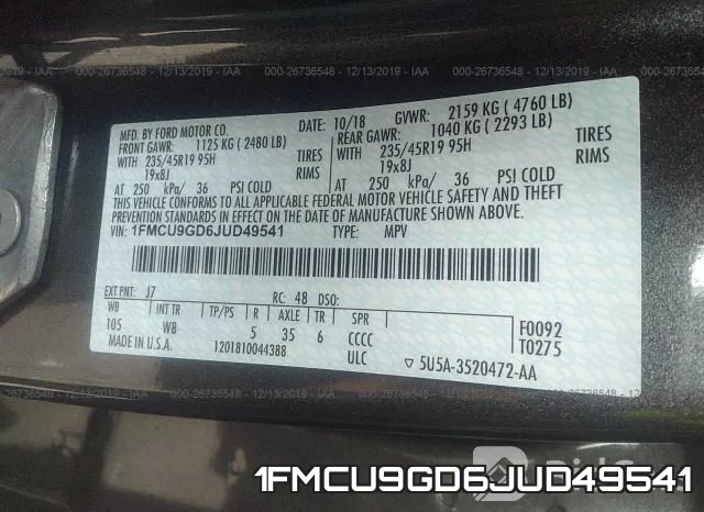 1FMCU9GD6JUD49541 фото 6