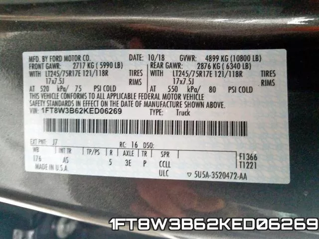 1FT8W3B62KED06269 фото 2