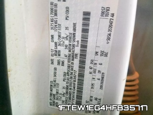 1FTEW1EG4HFB35717 фото 2