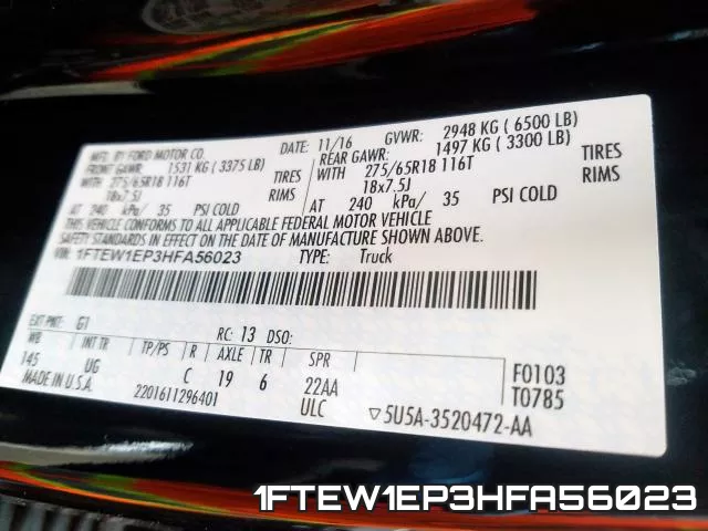 1FTEW1EP3HFA56023 фото 2