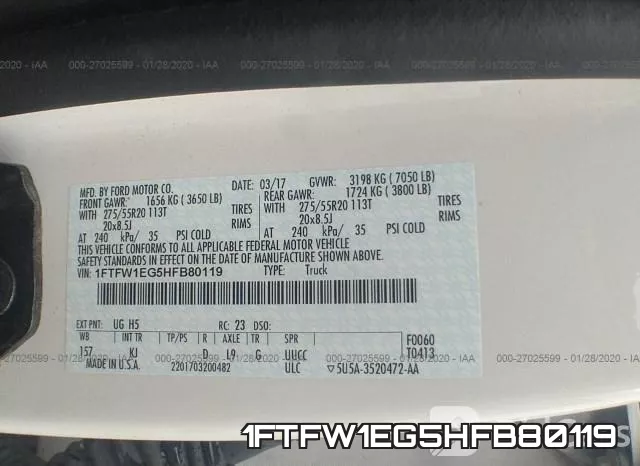 1FTFW1EG5HFB80119 фото 10