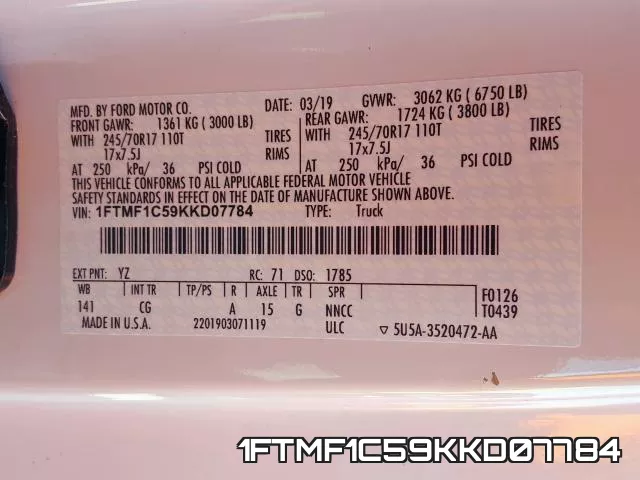 1FTMF1C59KKD07784 фото 2