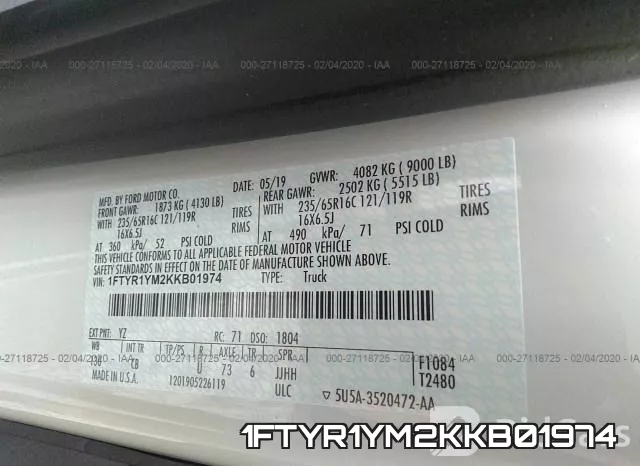 1FTYR1YM2KKB01974 фото 8