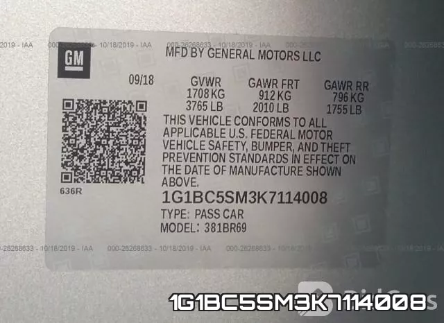 1G1BC5SM3K7114008 фото 8