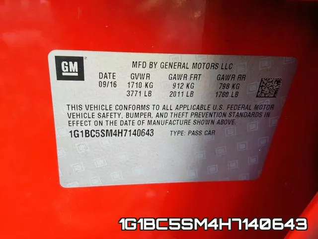 1G1BC5SM4H7140643 фото 2