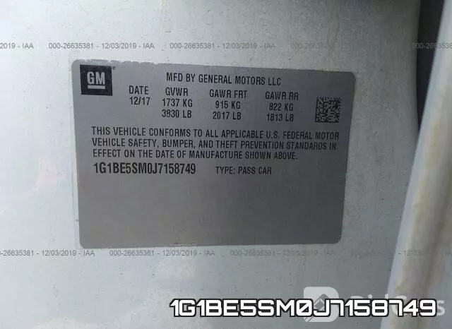 1G1BE5SM0J7158749 фото 5
