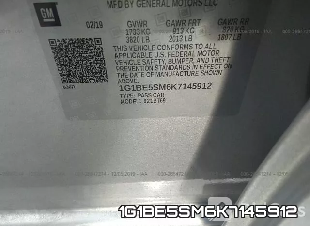 1G1BE5SM6K7145912 фото 8