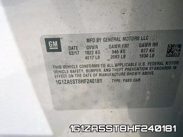 1G1ZA5ST8HF240181 фото 2