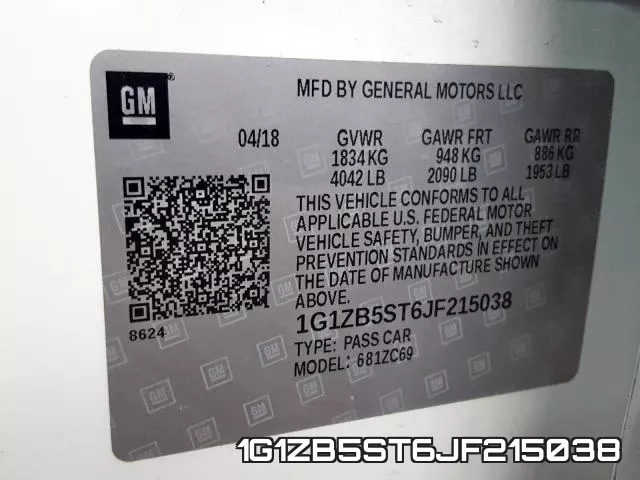 1G1ZB5ST6JF215038 фото 2