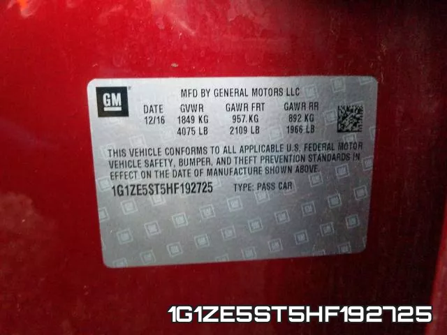 1G1ZE5ST5HF192725 фото 2