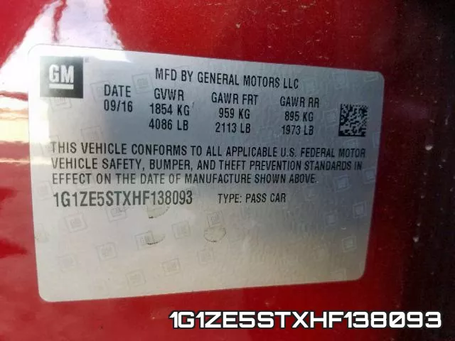 1G1ZE5STXHF138093 фото 2