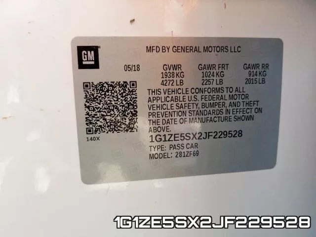 1G1ZE5SX2JF229528 фото 2