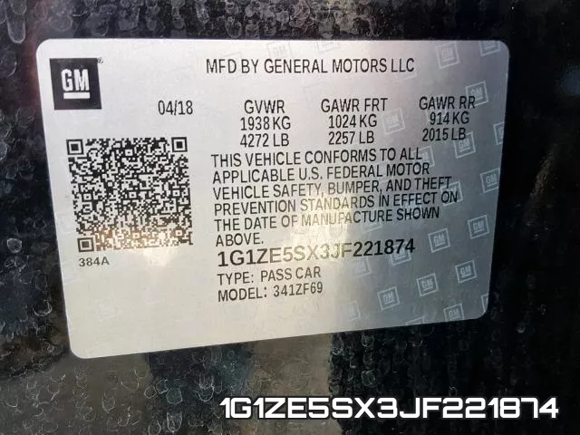 1G1ZE5SX3JF221874 фото 2