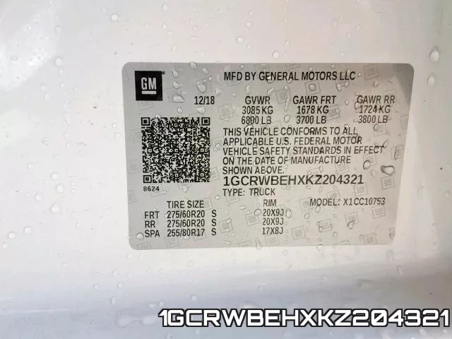 1GCRWBEHXKZ204321 фото 2