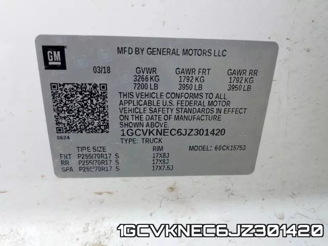 1GCVKNEC6JZ301420 фото 2