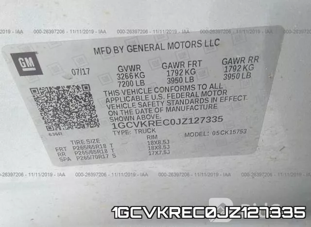 1GCVKREC0JZ127335 фото 9