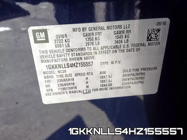 1GKKNLLS4HZ155557 фото 2