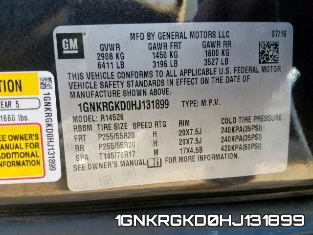 1GNKRGKD0HJ131899 фото 2