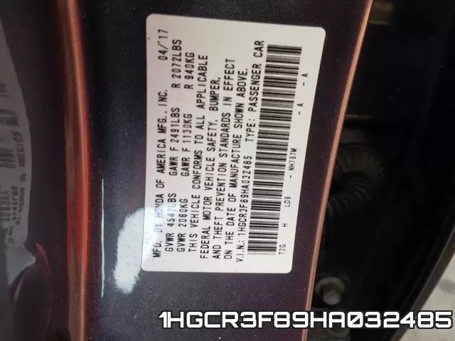 1HGCR3F89HA032485 фото 2