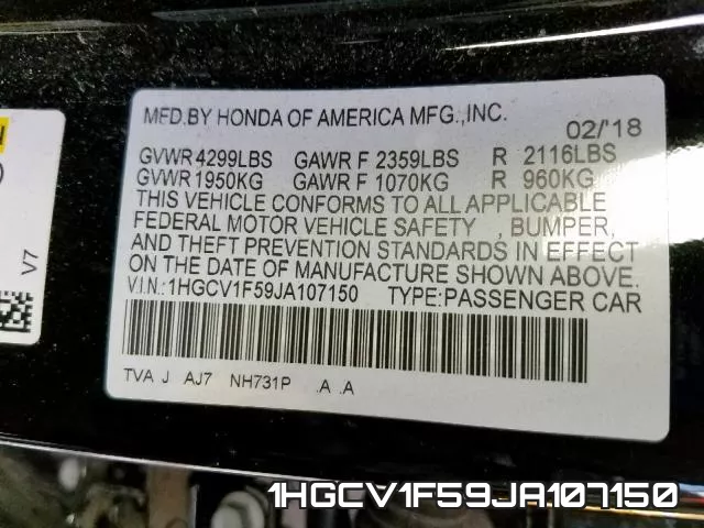 1HGCV1F59JA107150 фото 2