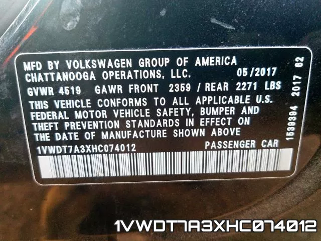 1VWDT7A3XHC074012 фото 2