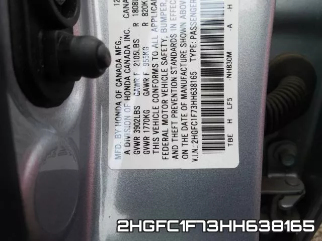 2HGFC1F73HH638165 фото 2