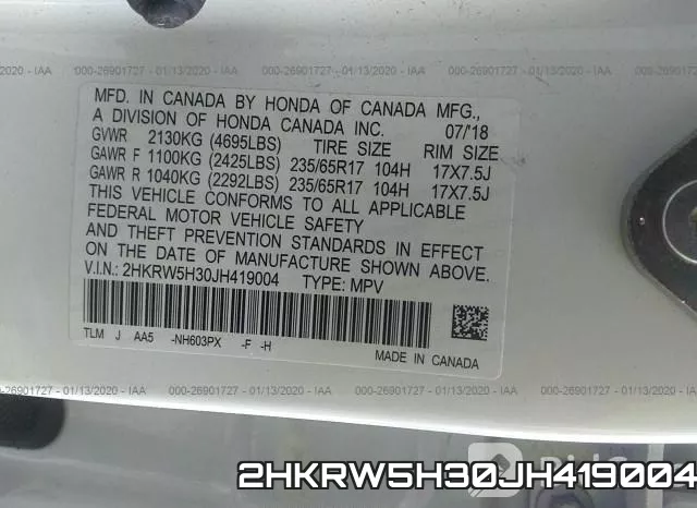 2HKRW5H30JH419004 фото 6