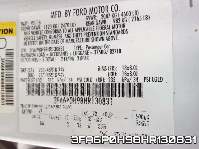 3FA6P0H98HR130831 фото 2