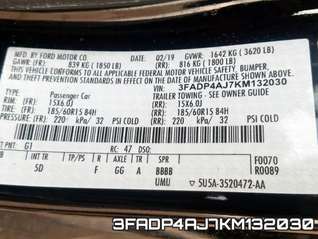 3FADP4AJ7KM132030 фото 2