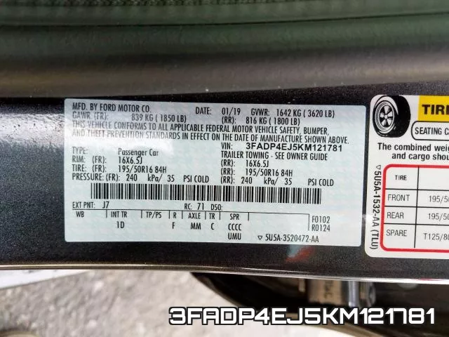 3FADP4EJ5KM121781 фото 2