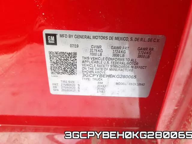 3GCPYBEH0KG280065 фото 2