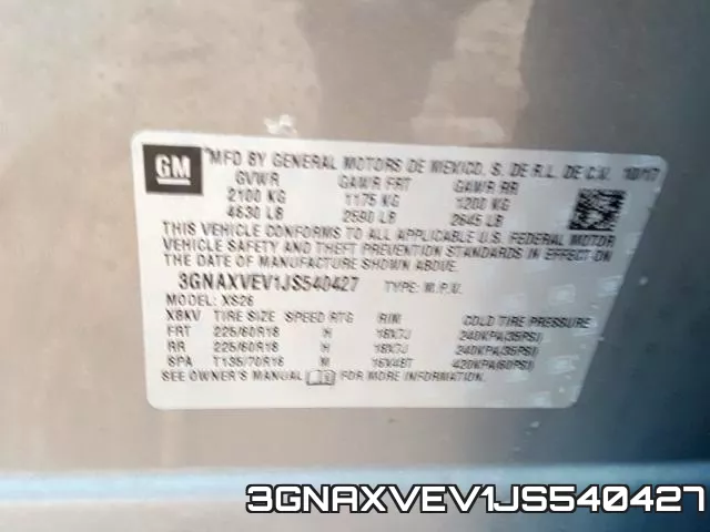 3GNAXVEV1JS540427 фото 2