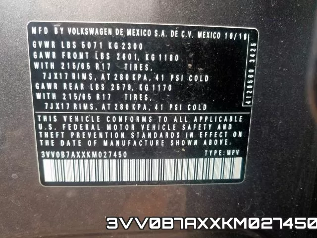 3VV0B7AXXKM027450 фото 2