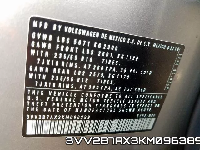 3VV2B7AX3KM096389 фото 2