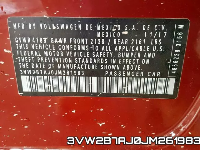 3VW2B7AJ0JM261983 фото 2