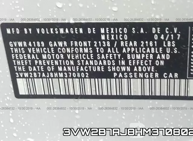 3VW2B7AJ8HM370802 фото 9