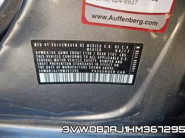 3VWDB7AJ1HM367295 фото 2