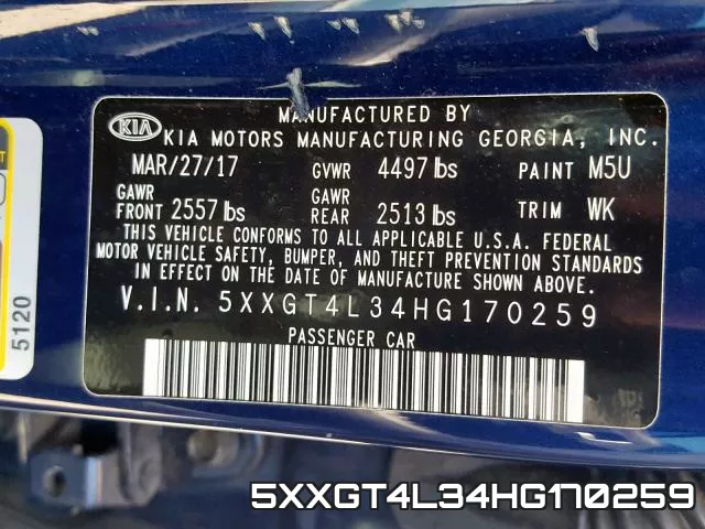5XXGT4L34HG170259 фото 2