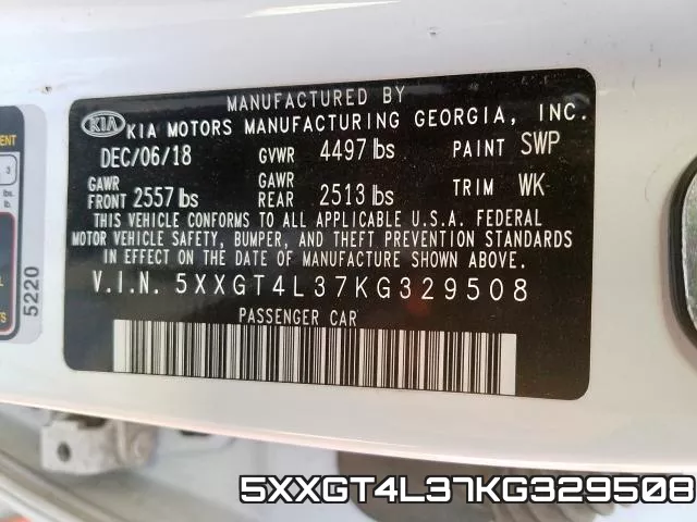 5XXGT4L37KG329508 фото 2