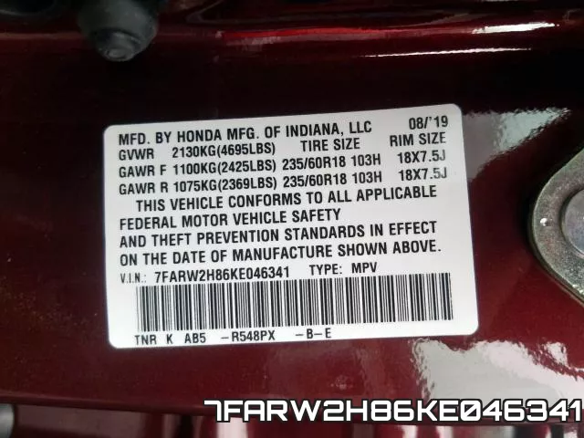 7FARW2H86KE046341 фото 2