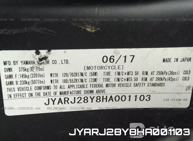 JYARJ28Y8HA001103 фото 2