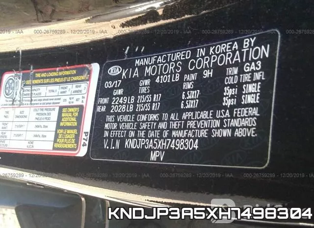 KNDJP3A5XH7498304 фото 9