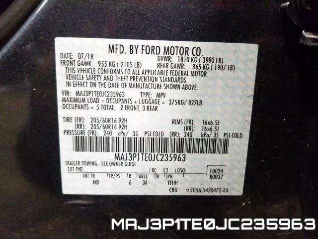 MAJ3P1TE0JC235963 фото 2